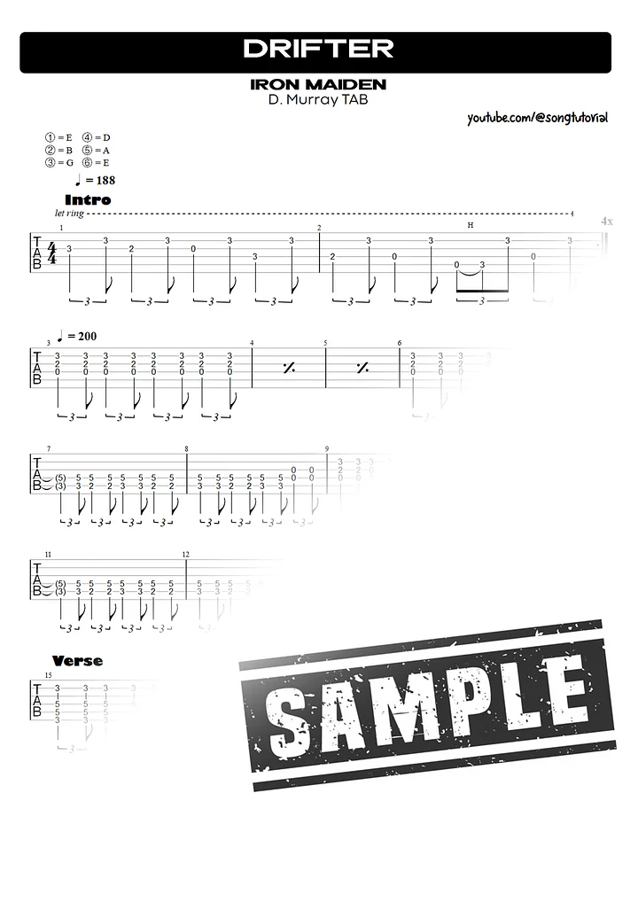 Drifter | PDF Tab + Guitar Pro | Iron Maiden product image (2)
