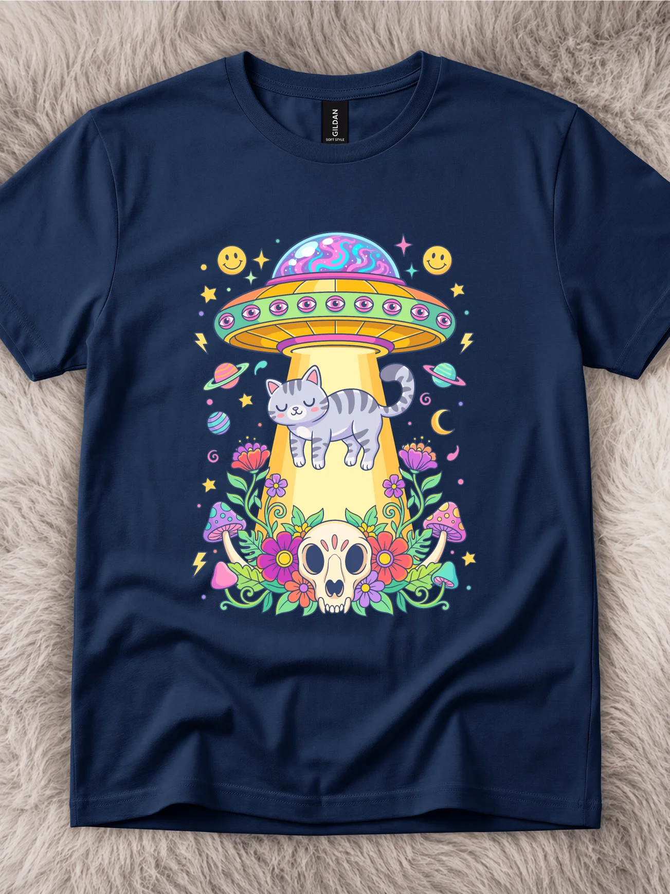 Cosmic Bloom Tabby Cat Shirt product image (1)