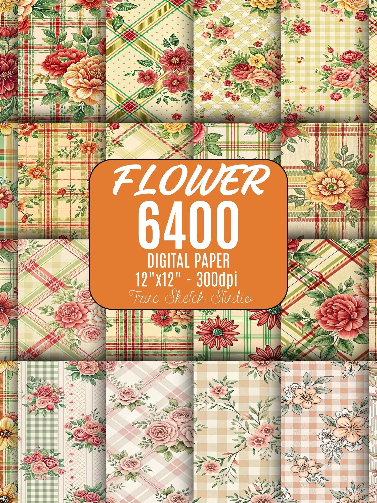 6400 Floral Digital Paper Bundle, Flower Pattern Mega Pack product image (12)