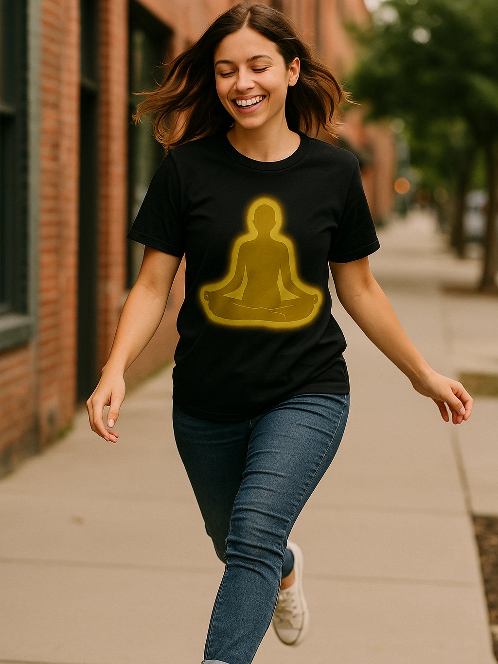 Peace in Practice – Golden Meditation Silhouette Tee | Black product image (6)