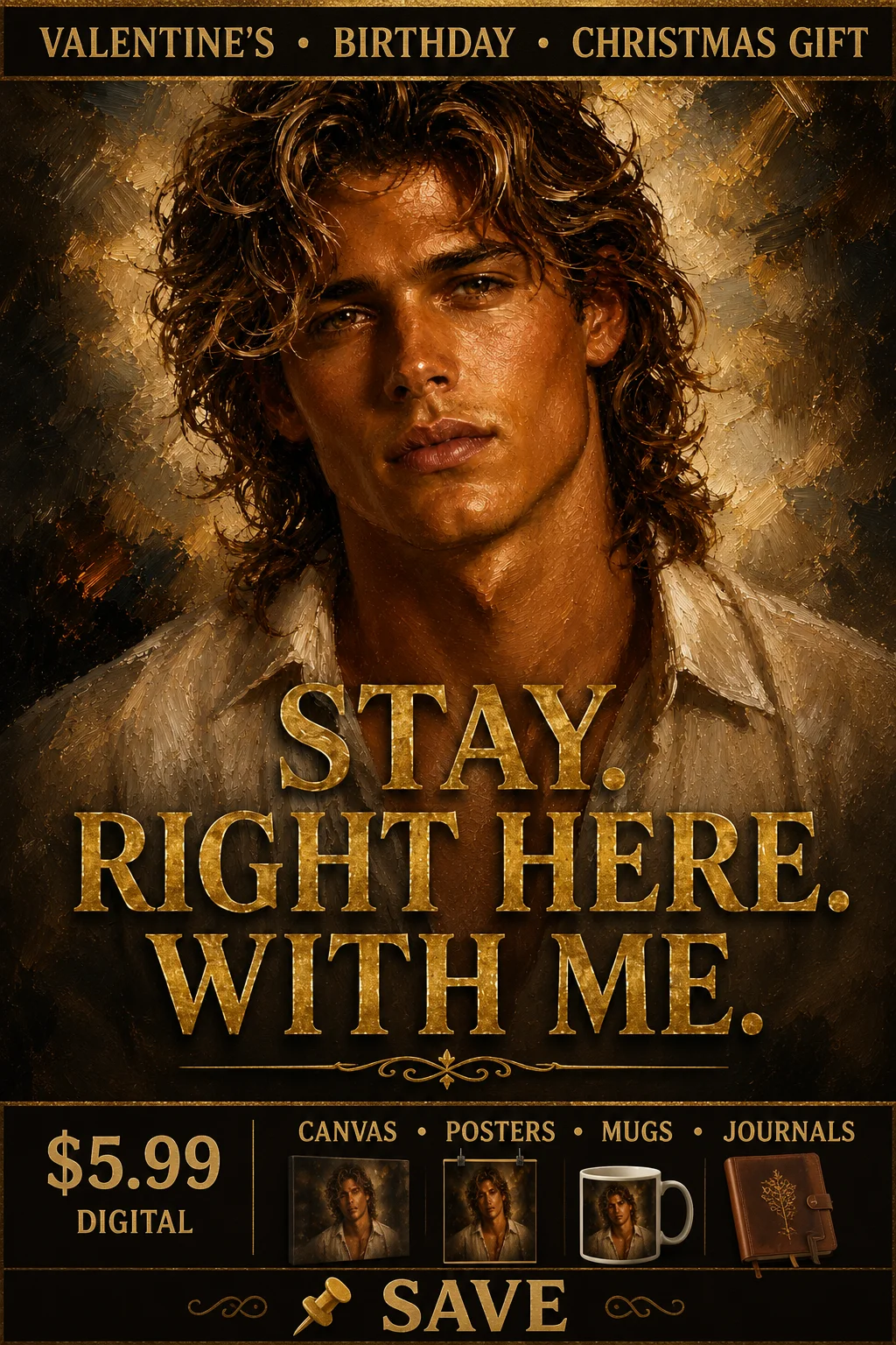 📌 Stay Right Here With Me Romantic Oil Painting Quote Digital Download Gift For Him product image (1)