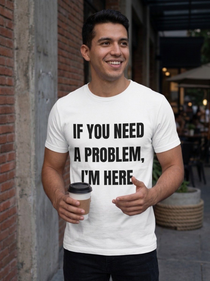 If You Need a Problem, I’m Here — Funny Unisex Graphic White T-Shirt product image (3)