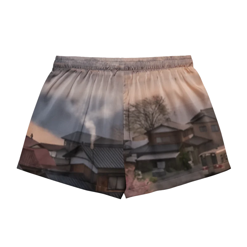 Women's Mount Fuji Pajama Shorts | Silky Printed Lounge Shorts product image (4)