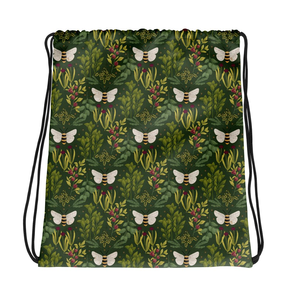 Bees and Foliage Drawstring Bag product image (1)