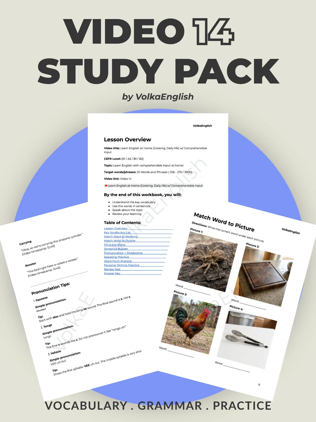 Learn English at Home (Cooking, Daily life) w/ Comprehensible Input - Video 14 Study Pack product image (1)