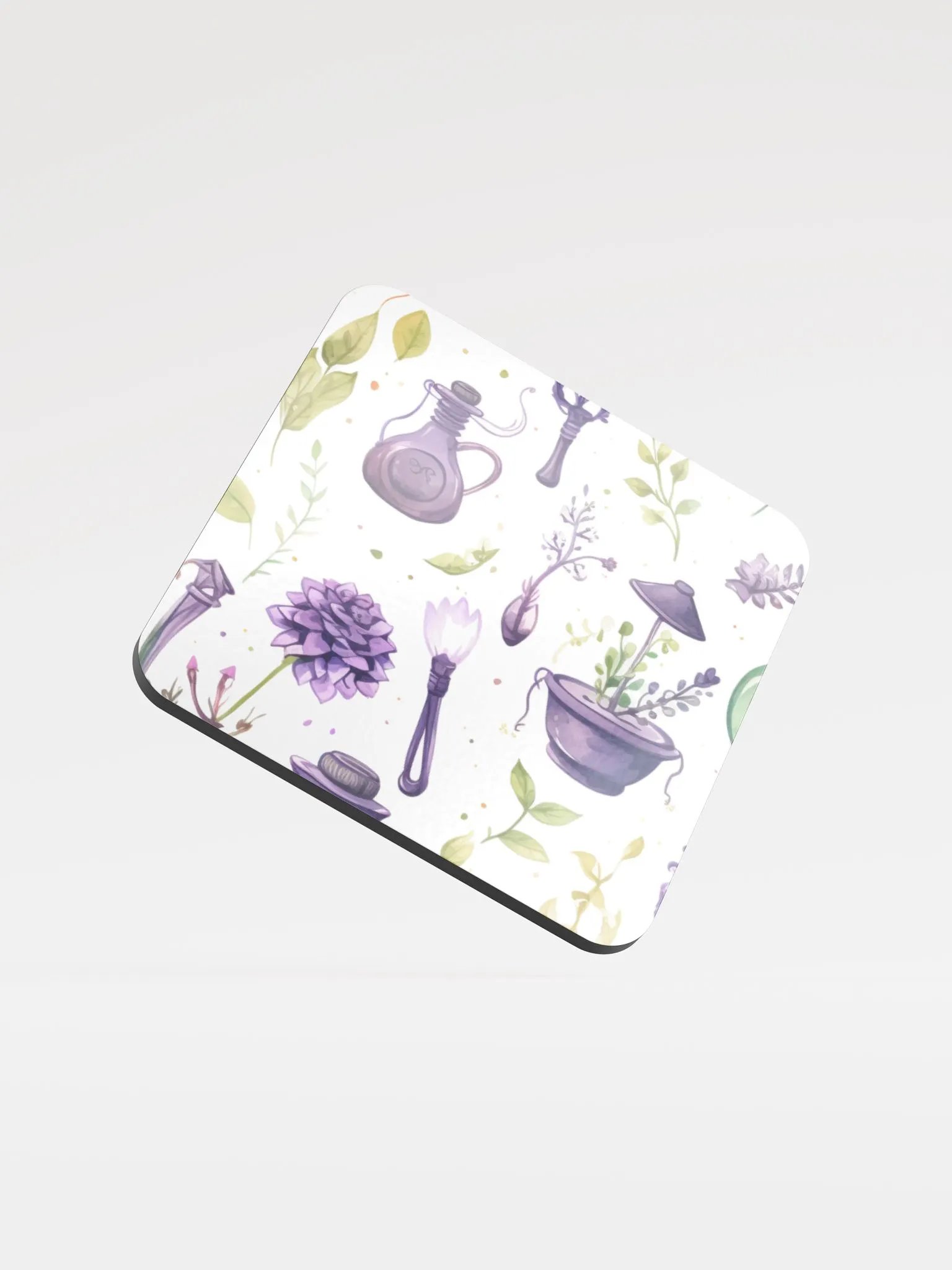 Glossed Cork Coaster 🟩 🟪 Fascinating Watercolor Pattern - Motif 1 product image (1)