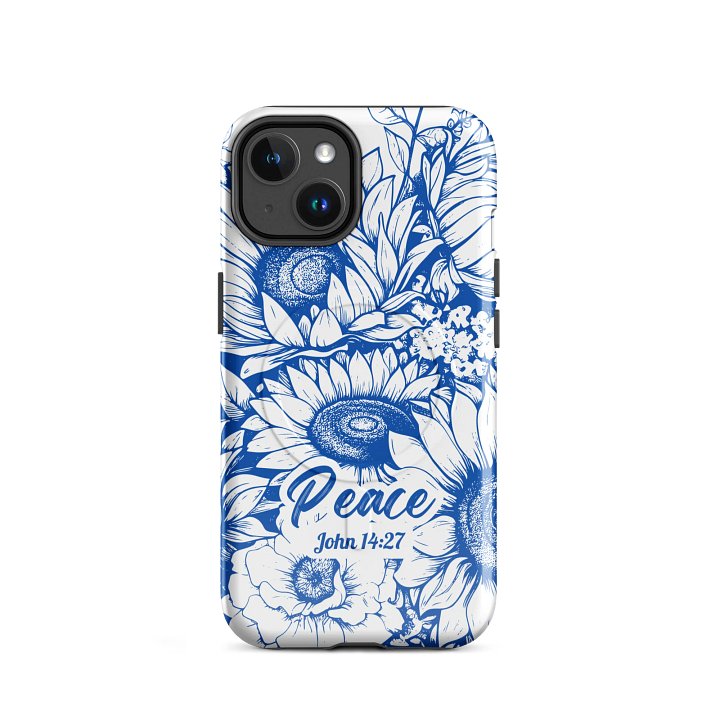 Peace I Leave with You John 14:27, Inspirational Gift, Tough MagSafe® iPhone® Magnetic Case Scripture, Sunflower Bible Verse, iPhone 14, 15, 16, 17, Pro, Pro Max, Plus Cases. product image (2)