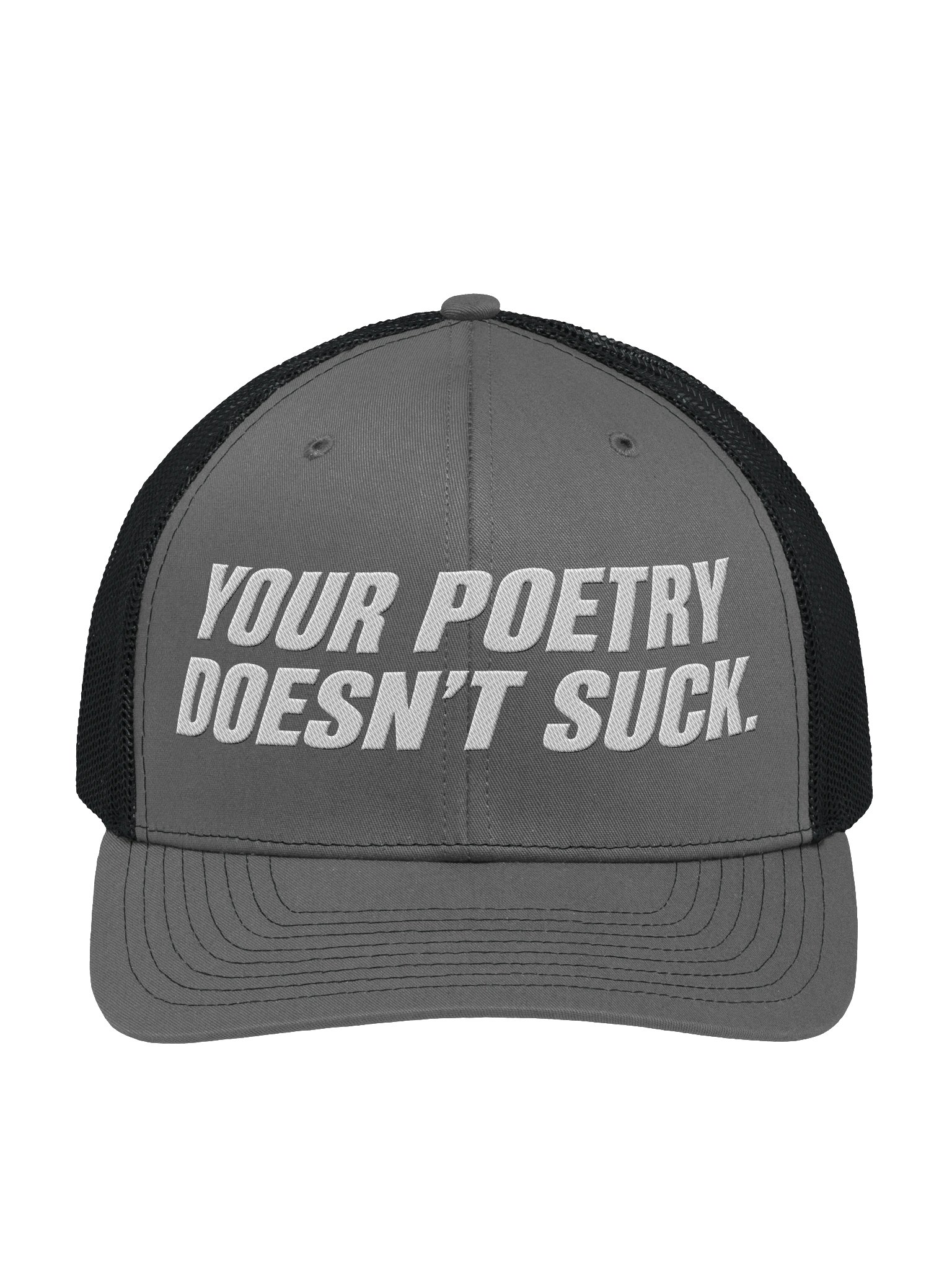 Your Poetry Doesn't Suck Trucker Hat - Charcoal/Black/White product image (1)