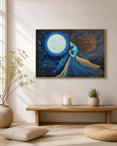 Watching the phases with the Lunar Lady. 🌑✨ 

This piece is for the dreamers and the night-watchers. Staged here in a minimal...