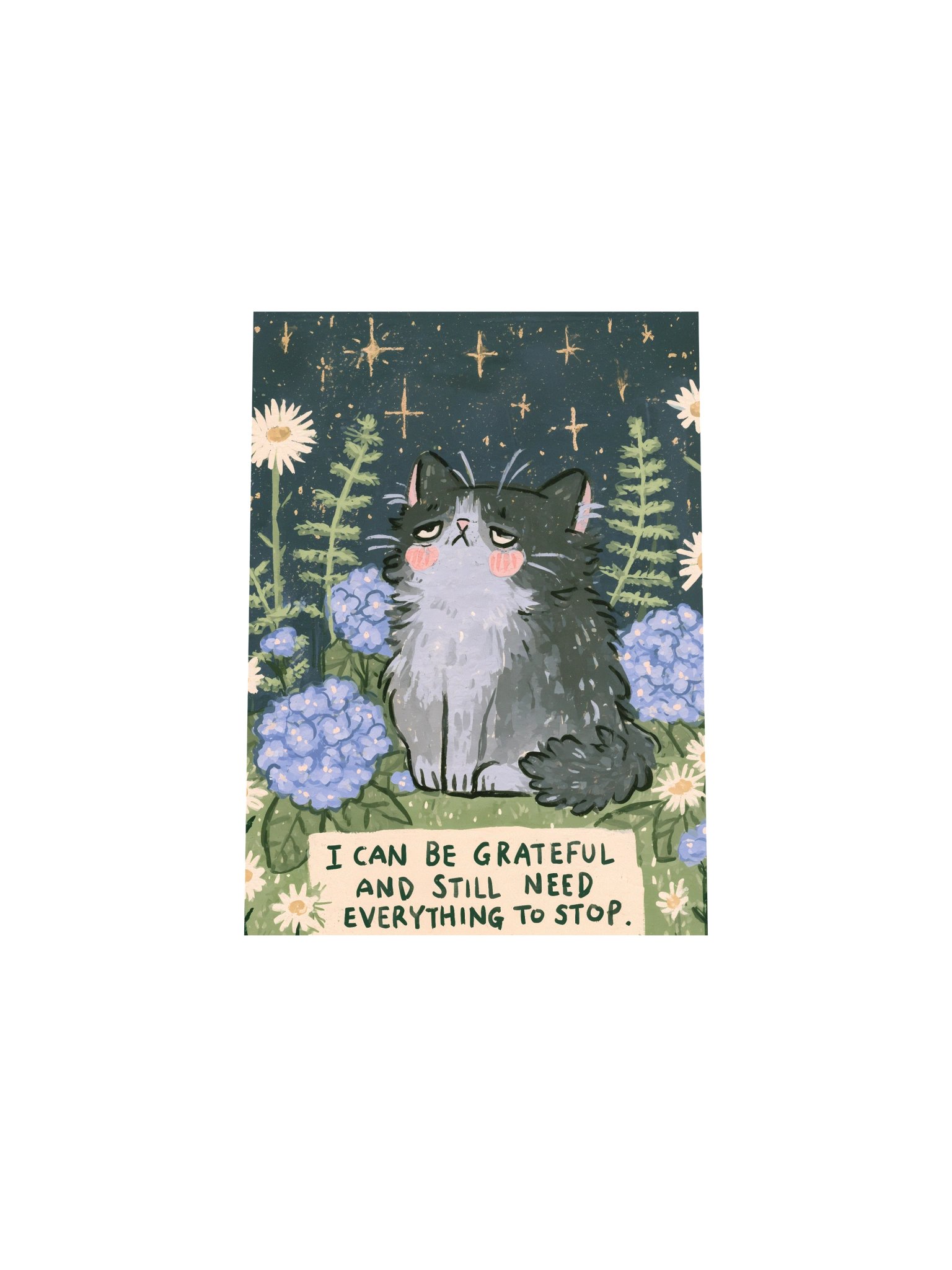 Grateful Cat Floral Quote Poster product image (32)