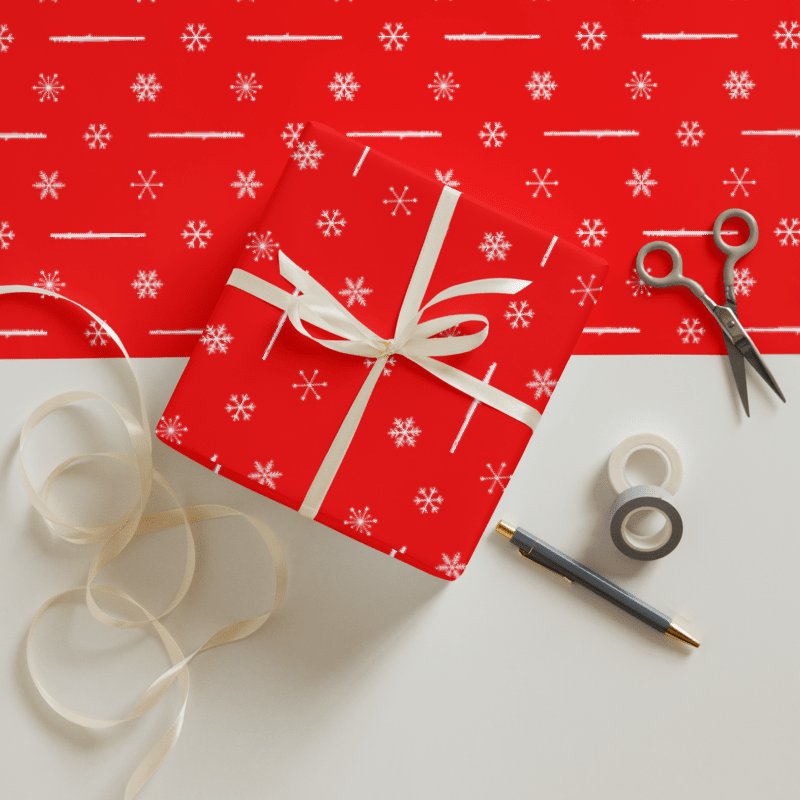 Flutes and Snowflakes - C Flute - Red Gift Wrap Paper Sheets product image (5)