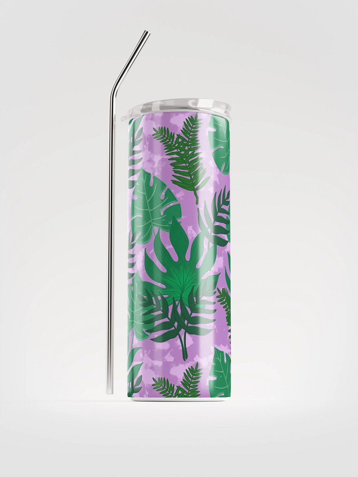 Jungle Leaves Pattern-Purple Background Stainless Steel Tumbler product image (1)