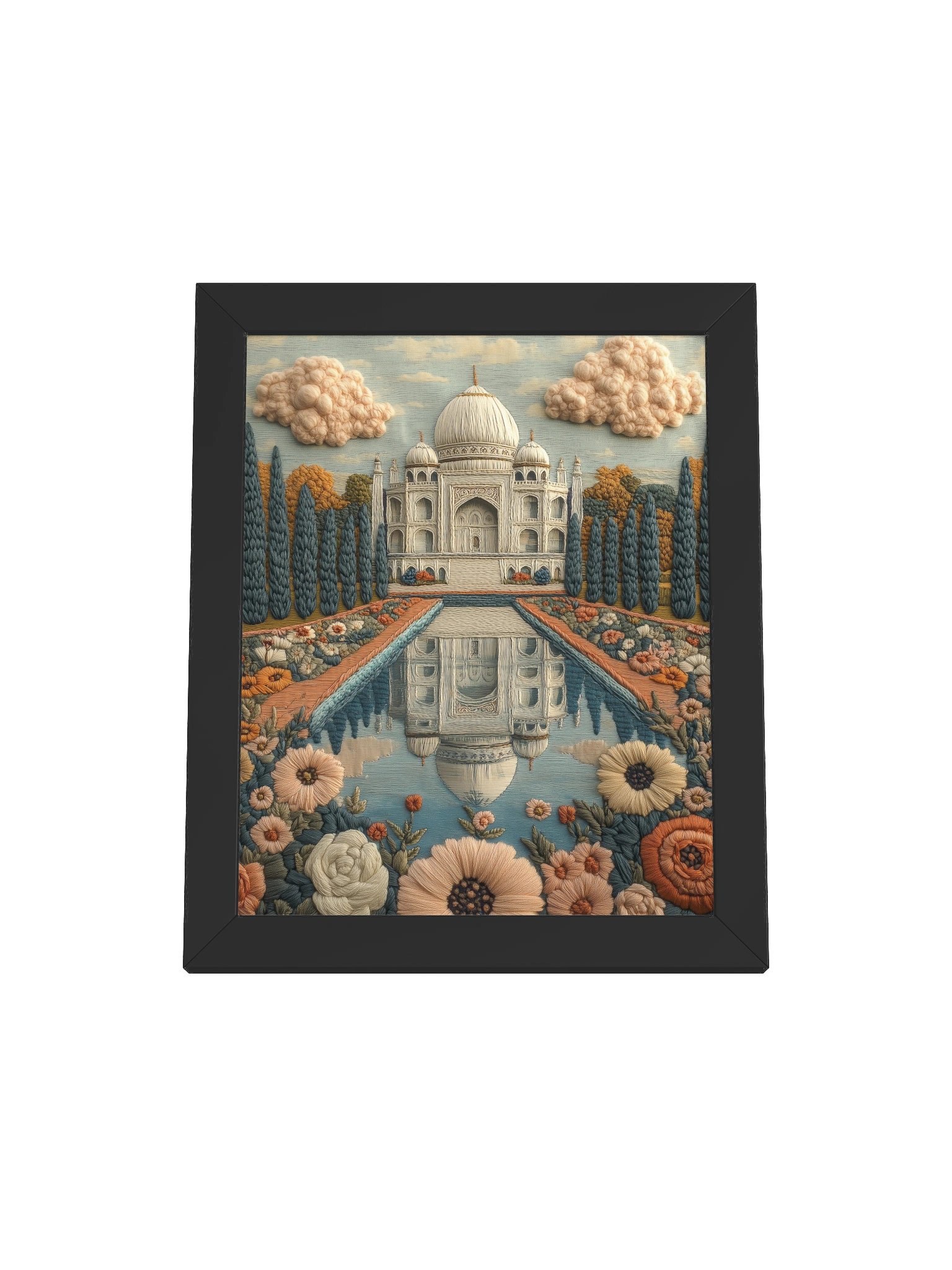 A Dream of the Taj Mahal | Embroidery-Style Wall Art — Framed Print product image (49)