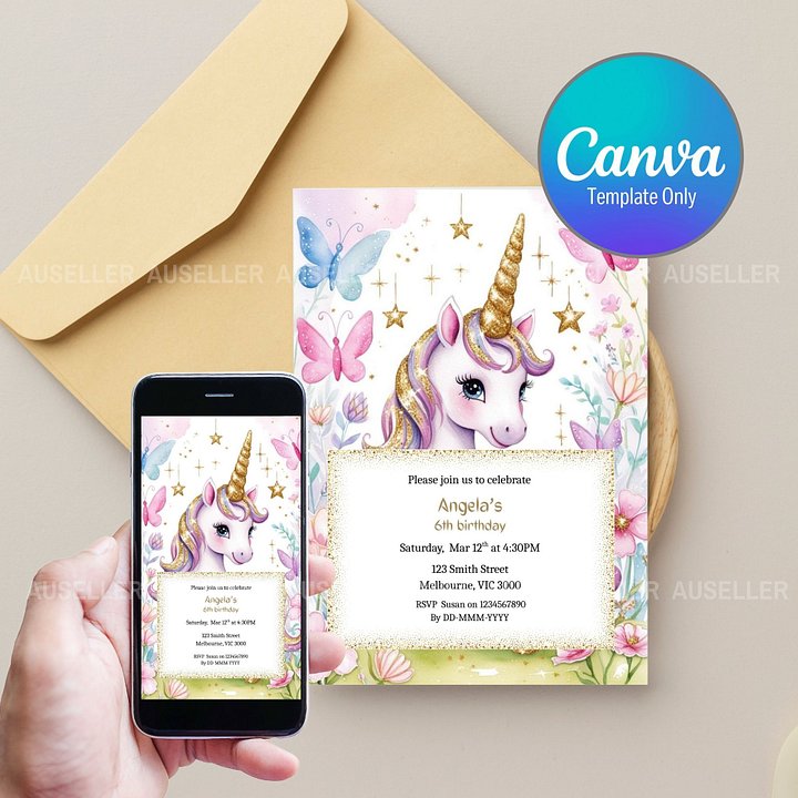 Magical Unicorn Birthday Girls Invitation product image (1)