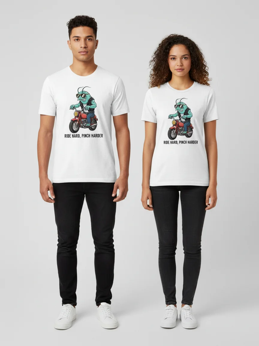 Ride Hard, Pinch Harder T-Shirt | Biker Lobster Graphic Tee product image (3)