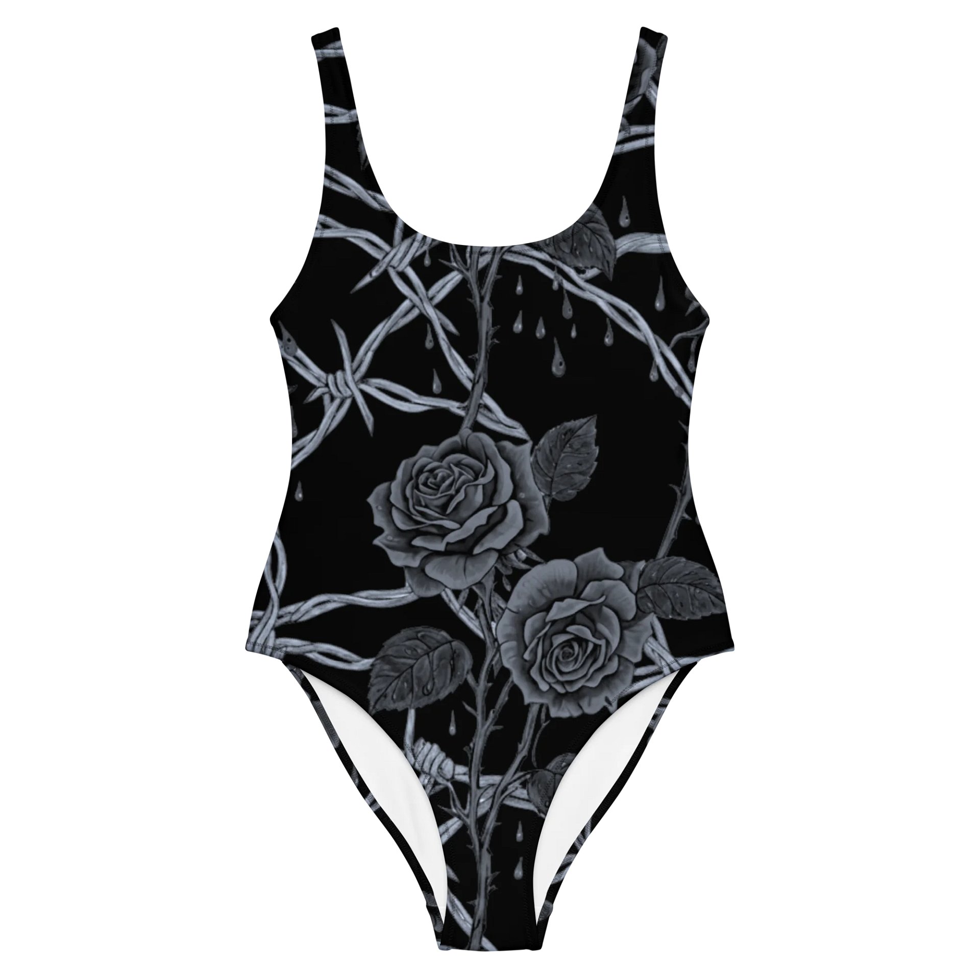 Grayscale Barbed Wire & Roses One Piece product image (2)