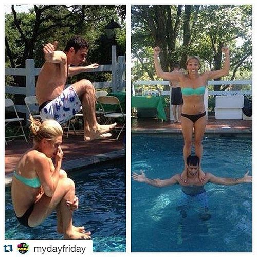 THROWBACK. 9 years ago today we were swimming at @elvisduran's house 🤣 enjoy these grainy photos of us being idiots. @worstan...