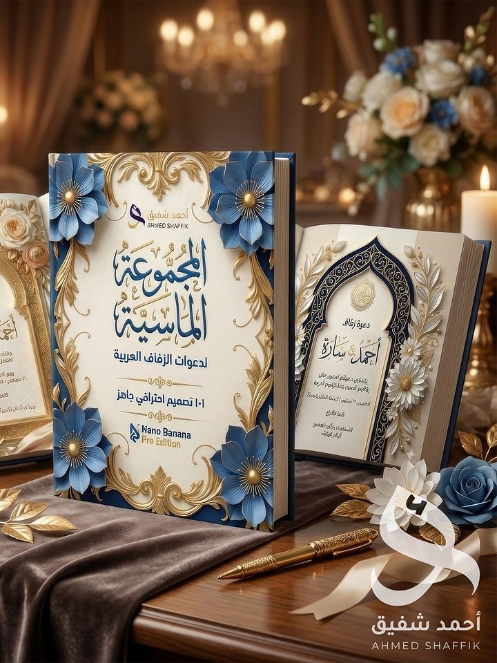 المجموعة الماسية: ١٠١ تصميم دعوة زفاف عربية (Nano Banana Pro Edition)