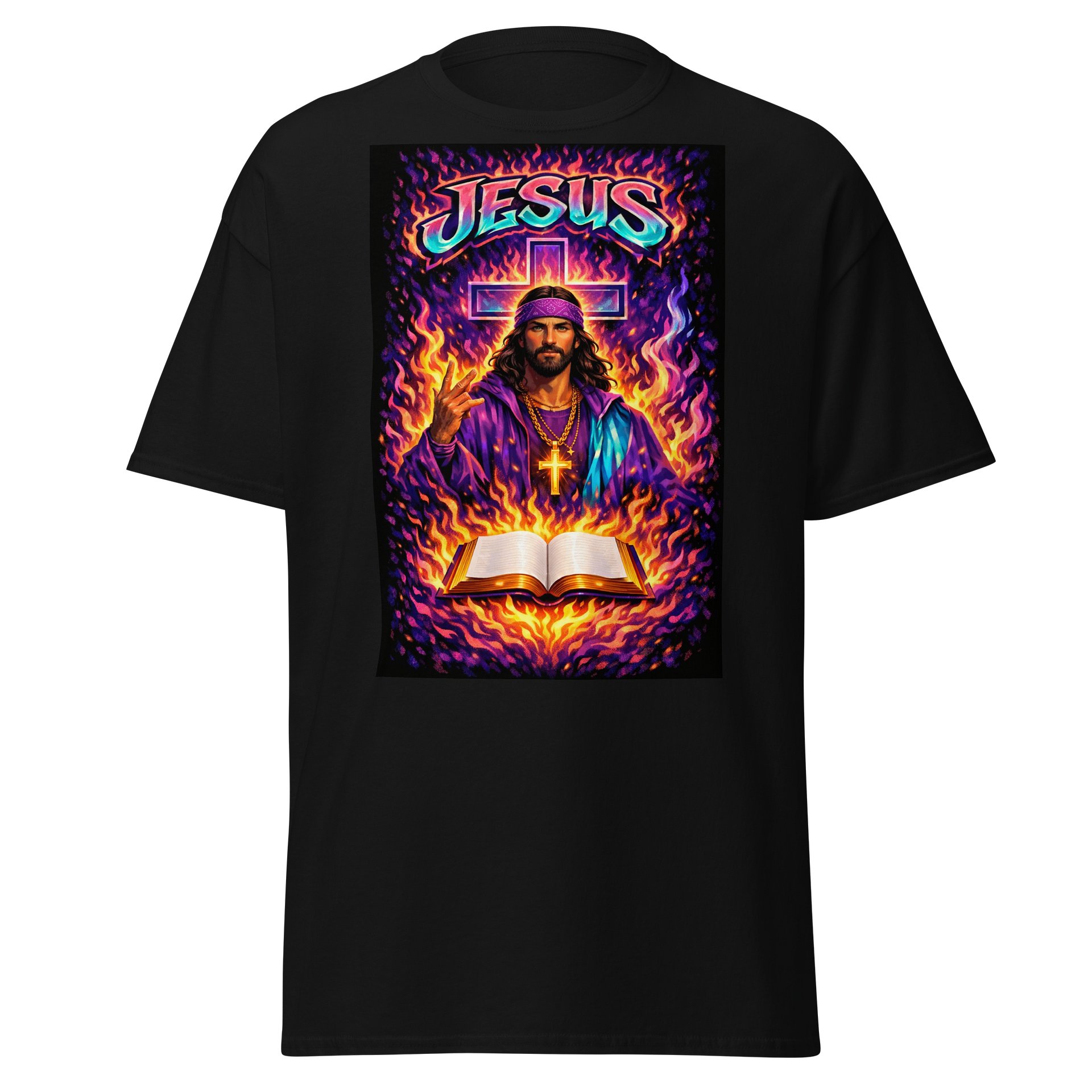 Neon Jesus Fire & Cross Tee product image (1)