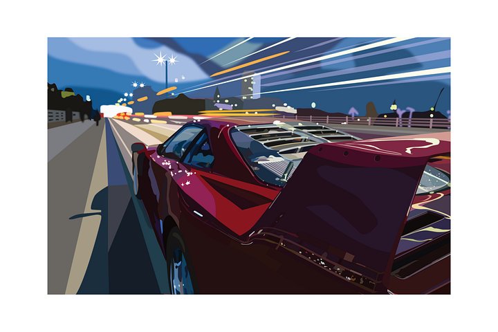"Ferrari F40 At Night" Original Artwork Print product image (1)