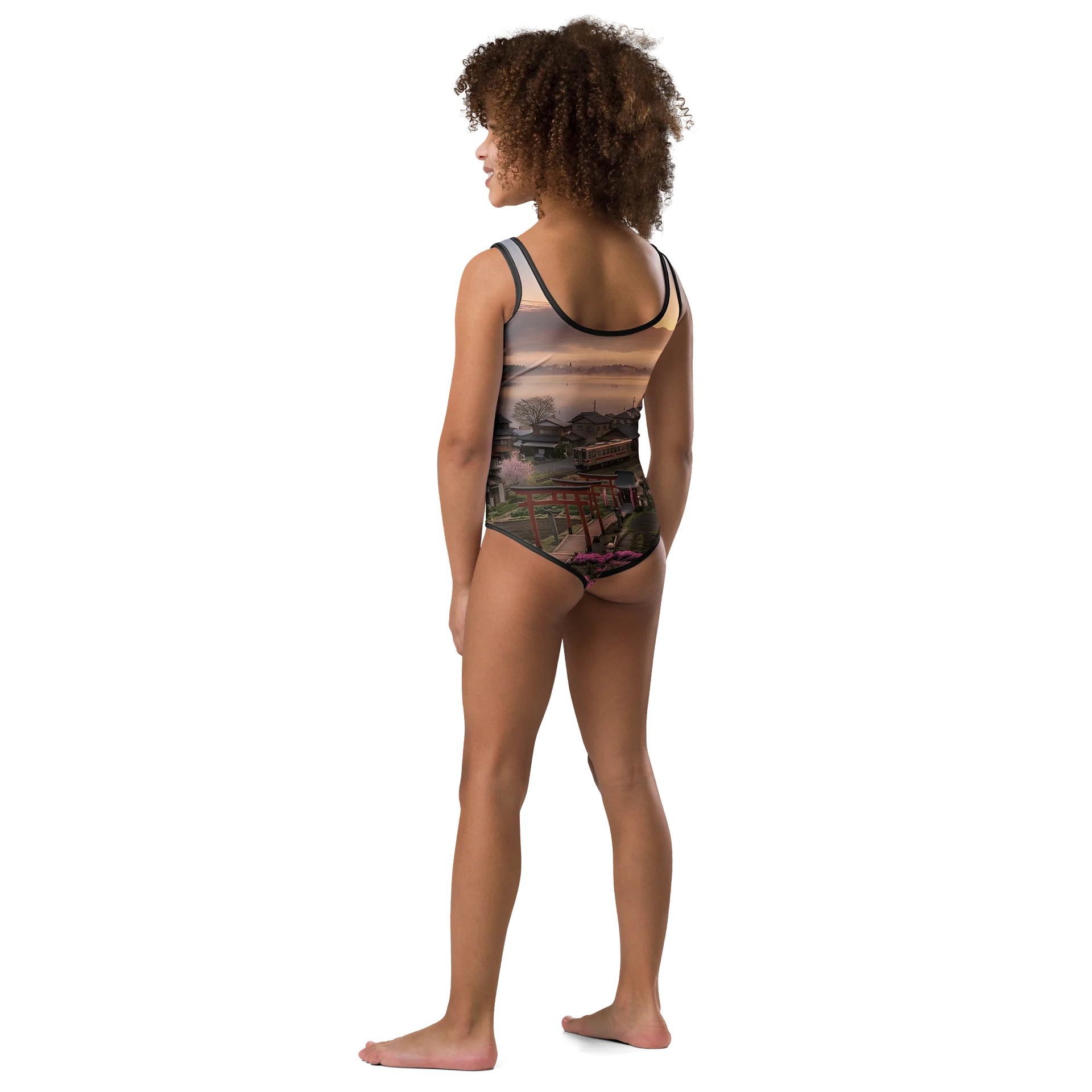 Mount Fuji & Japanese Village Kids One-Piece Swimsuit product image (5)