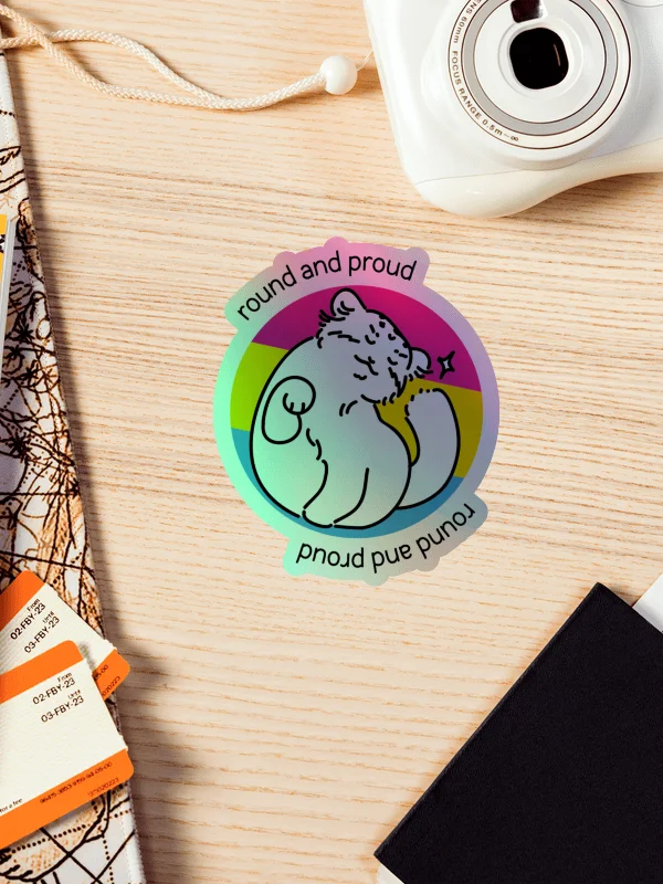 Round and Proud Manul Holo Sticker - Pansexual Flag Version product image (4)