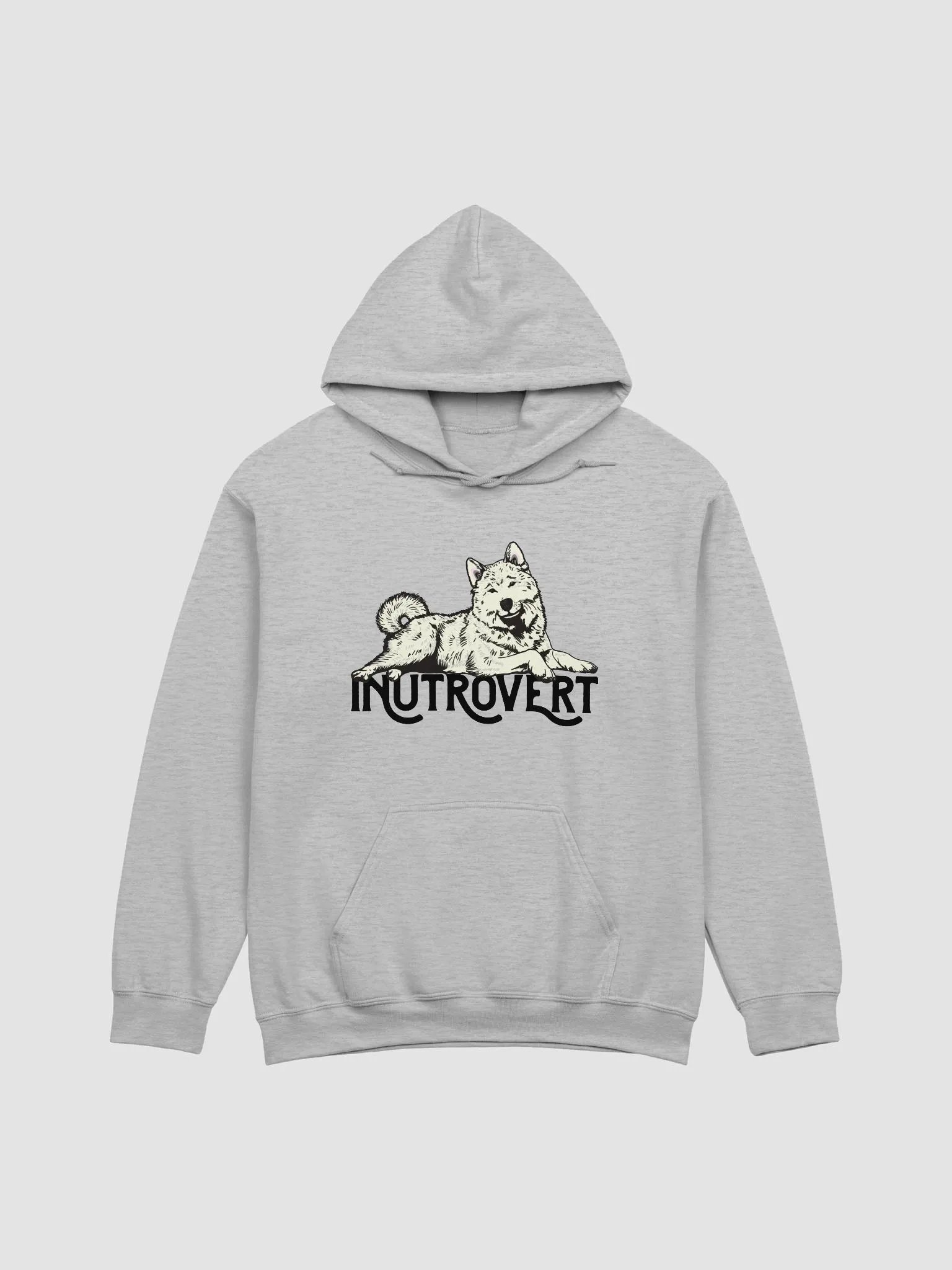 Inutrovert Hooded Sweatshirt of an Akita Inu (White) | Funny Hoodie for Akita Paw-rents product image (1)