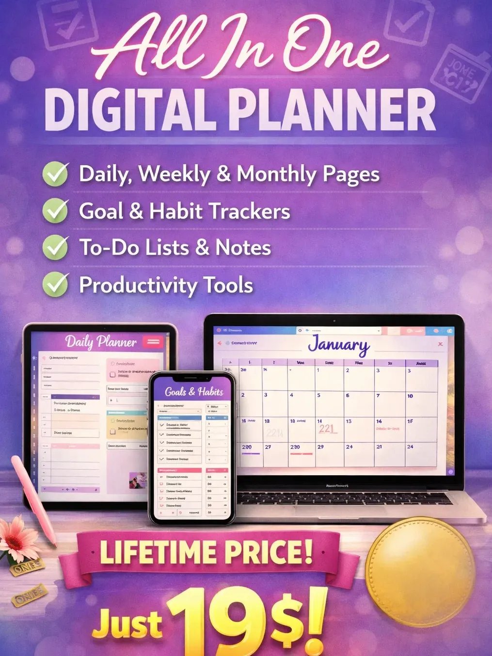 🌐 All-in-One Life Time Planner Planner product image (9)