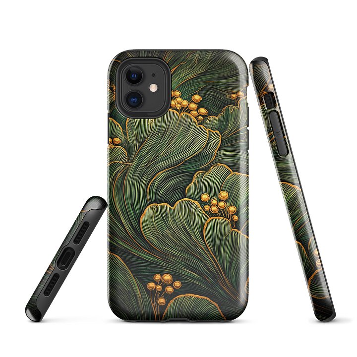 Verdant Filigree iPhone Case – Ornate Botanical Gold Line Design product image (1)