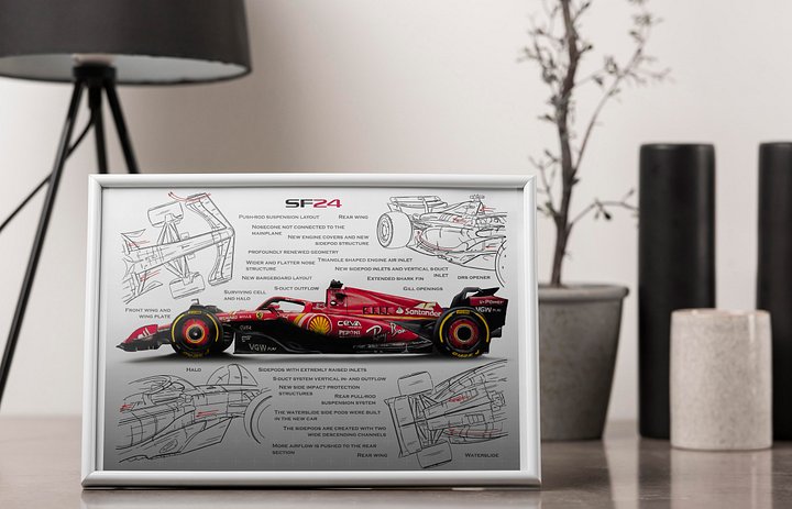 DIGITAL SF-24 technical drawing Scuderia Ferrari, Leclerc and Sainz F1, Formula-1, F1 Posters, F1 Art, Formula 1 Wall Art, Gifts for Him, Motorsport product image (1)