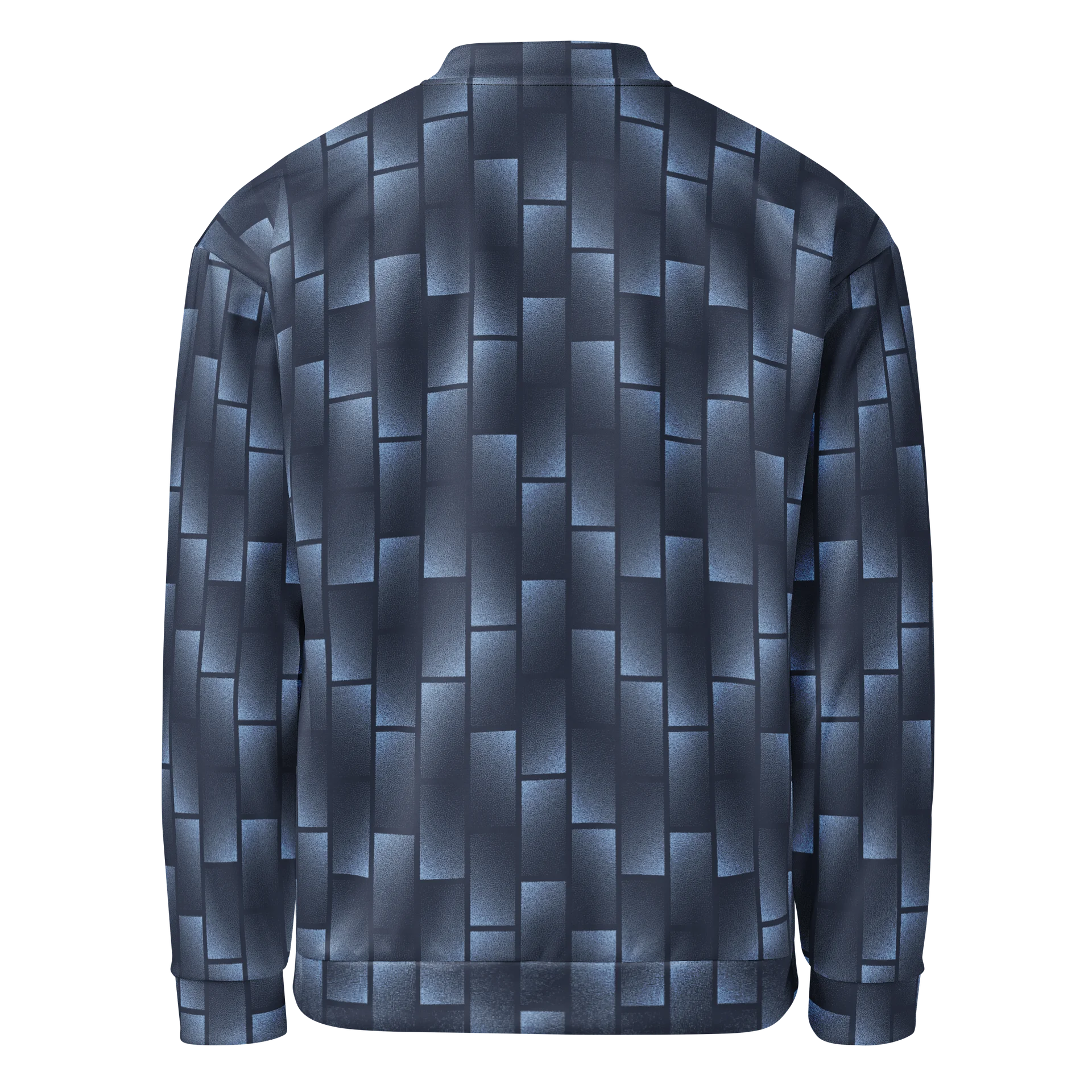 Comfortable Bomber Jacket with Bold Blue Geometry Print product image (2)