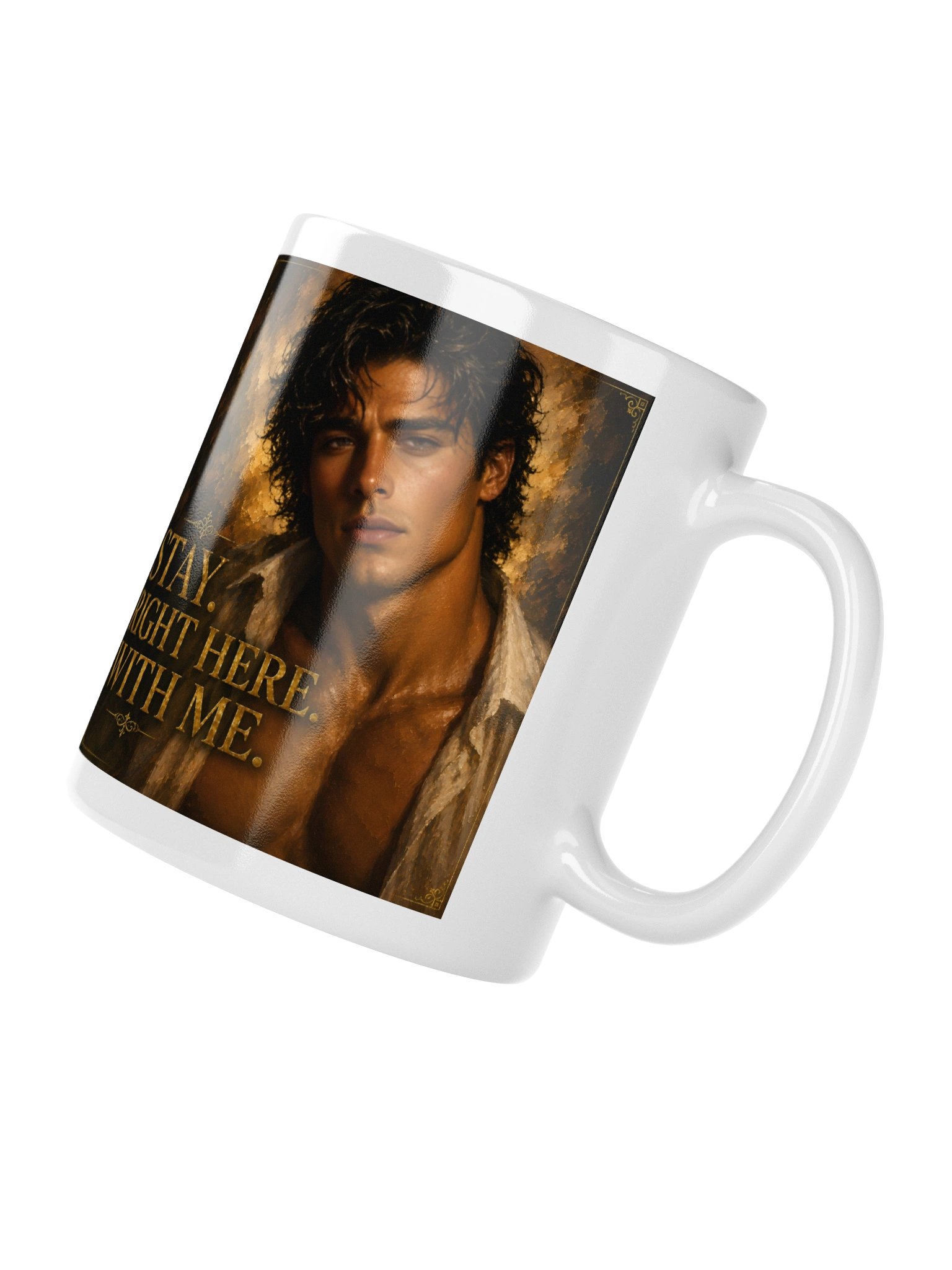 Stay Right Here With Me Mug, Romantic Vintage Oil Painting Gift for Romantasy Book Lovers product image (5)