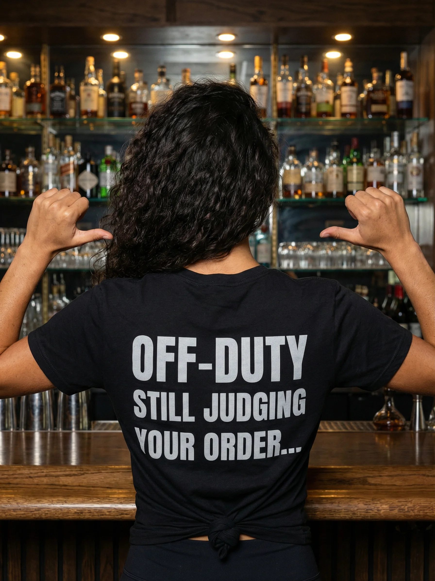 Off Duty. Still Judging Your Orders. Bartender Statement Tee product image (4)