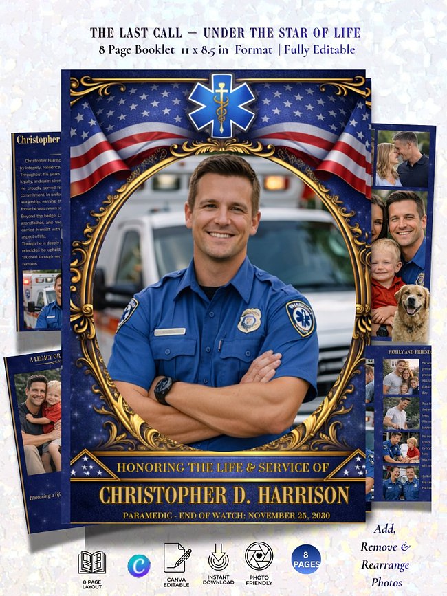 EMS &amp; Paramedic Funeral Program Templates