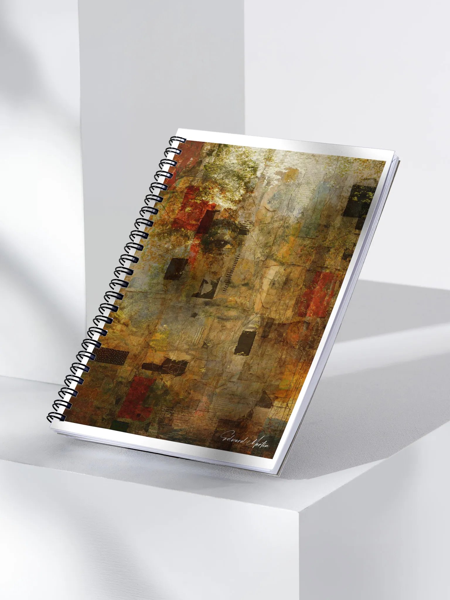 'Withdrawal' by Edward Martin: Mixed Media Collage:Earthy Collage Art Print: Spiral Notebook product image (3)