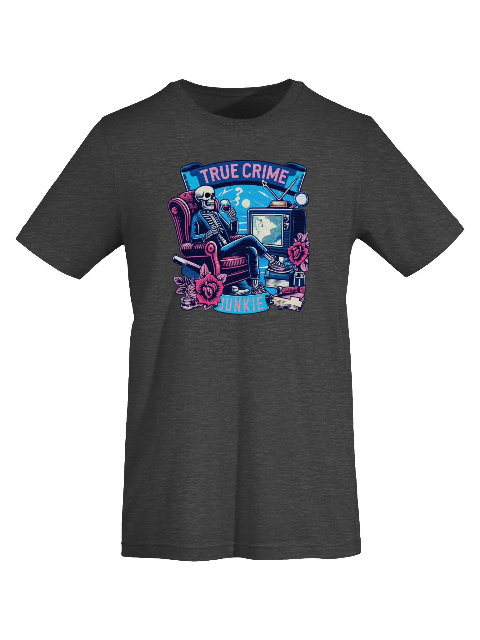 True Crime Junkie T-Shirt | Skeleton True Crime Lover Graphic Tee product image (5)