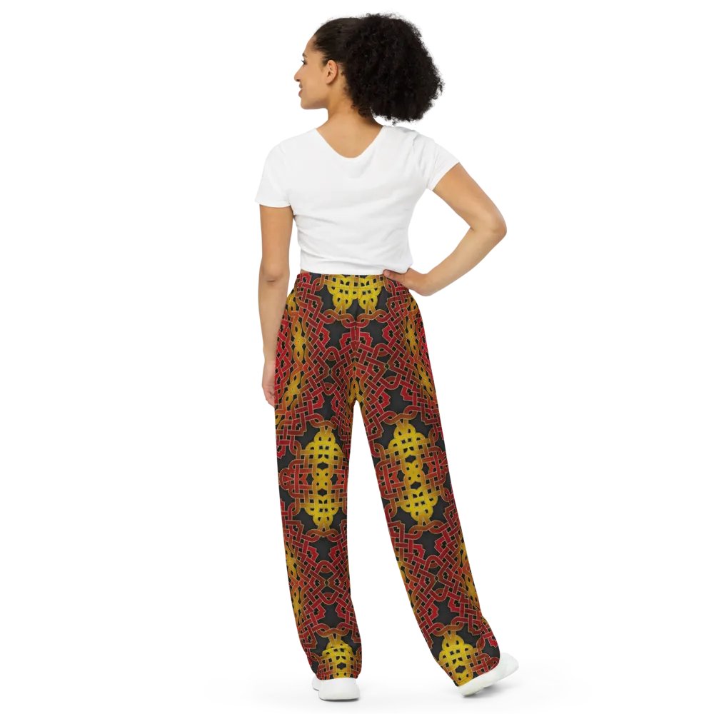 Orange and Gold Celtic Knot Kaleidoscope Wideleg Pants product image (9)