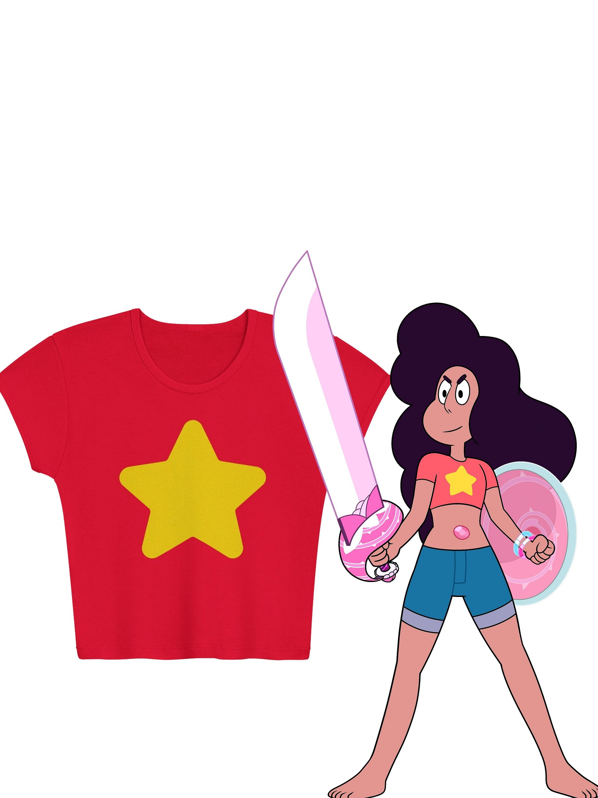 Stevonnie Star Crop Top, Steven Universe Inspired Red Baby Tee product image (1)