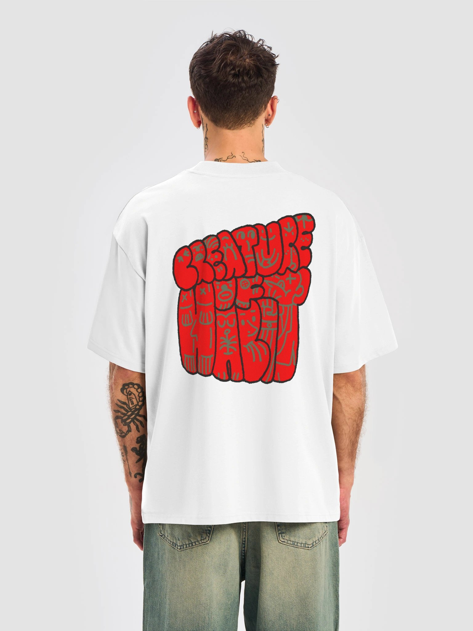 Squiggles White Oversized T-Shirt product image (4)