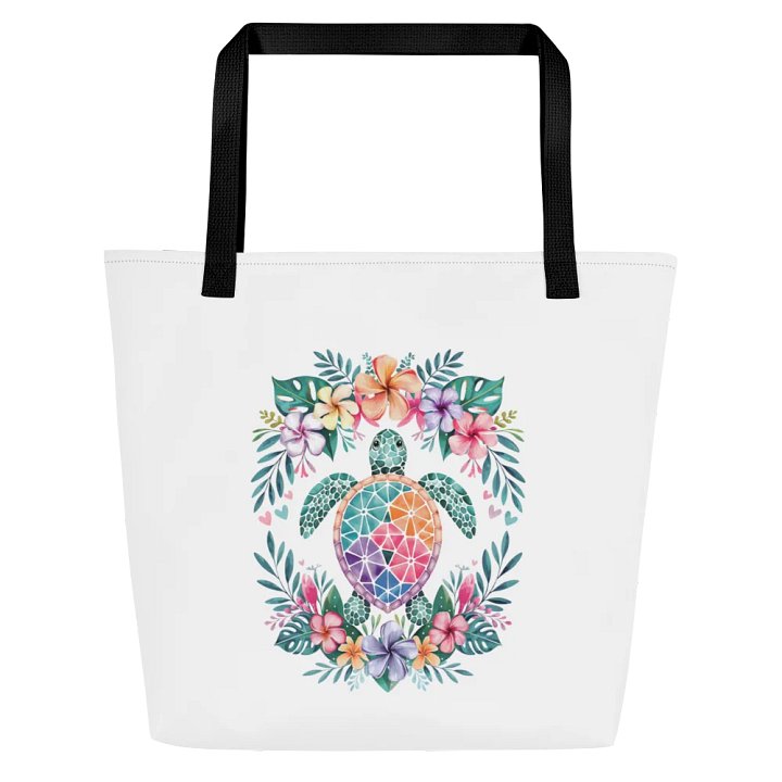 Tropical Sea Turtle Floral Tote Bag product image (1)