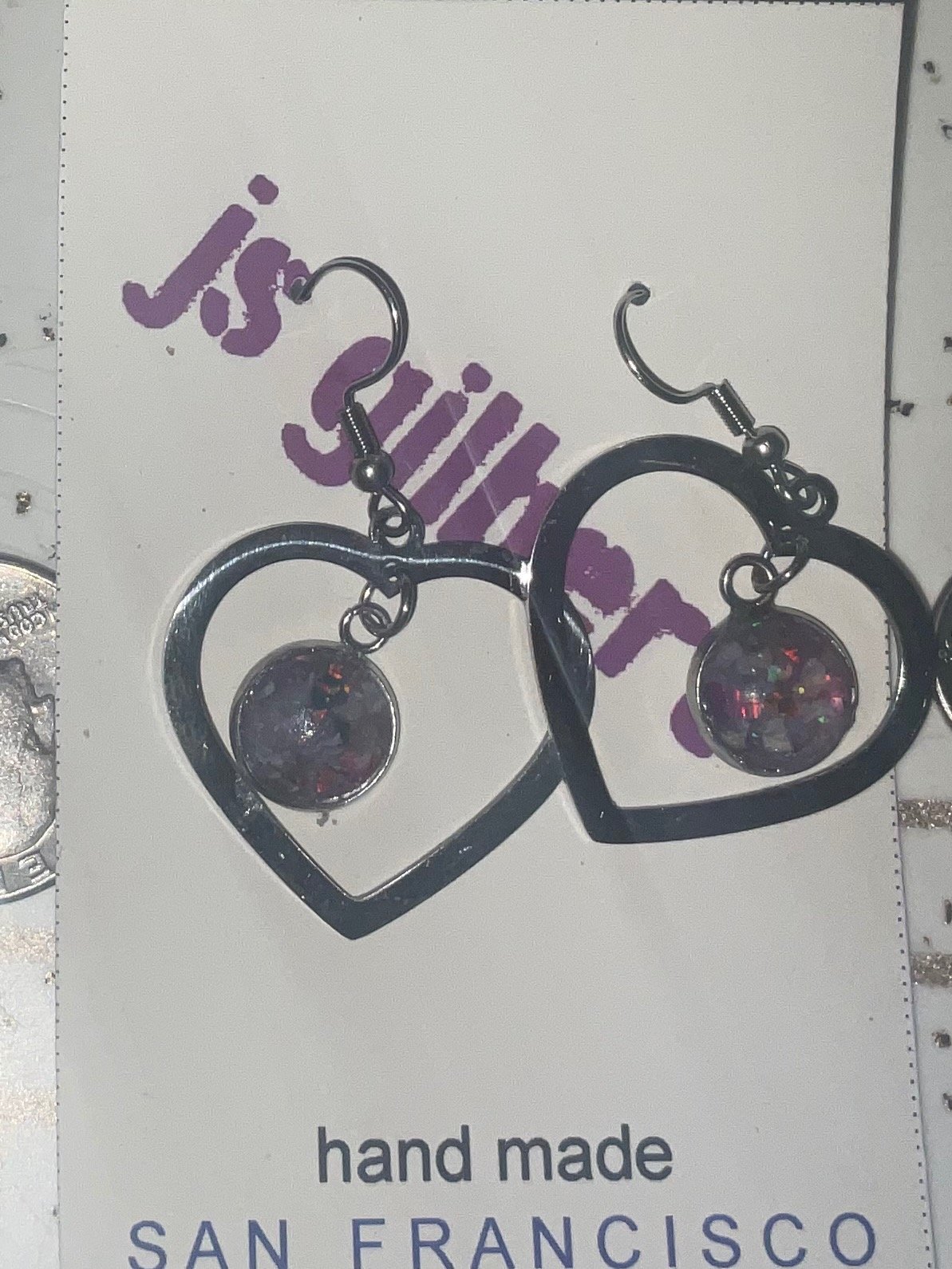 Opals inside Hearts dangle earrings product image (3)