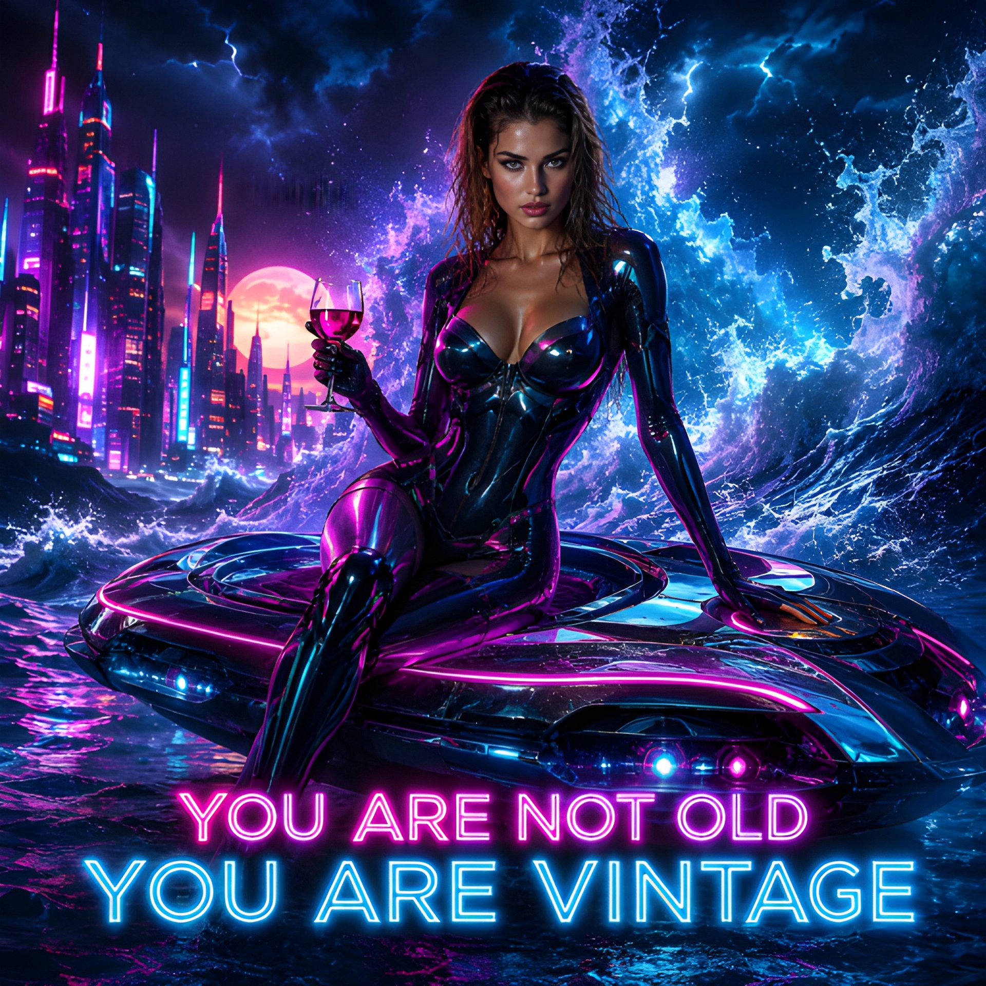 Funny 30 40 50 60 70 Birthday Gift For Her Cyberpunk Neon Vintage Quote Poster product image (2)