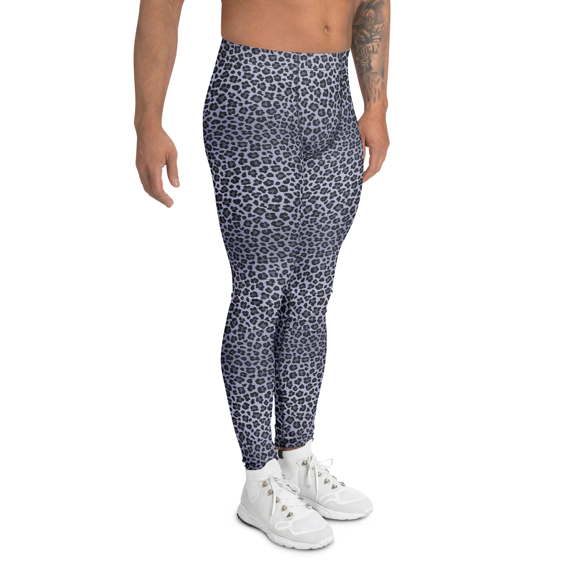 Bold Dark Gray Leopard Pattern Men's Leggings product image (3)