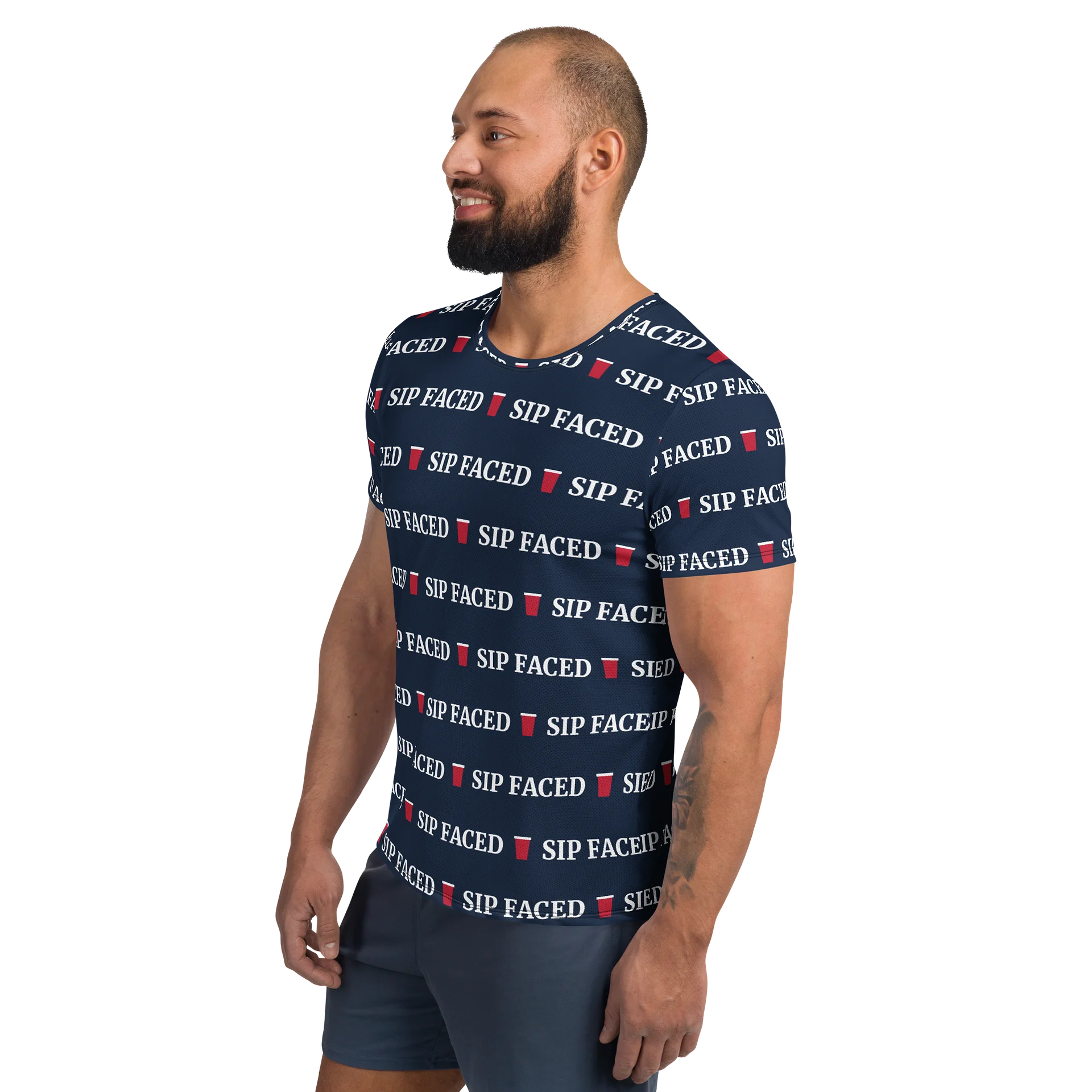 Sip Faced All-Over Athletic Tee - Navy product image (3)