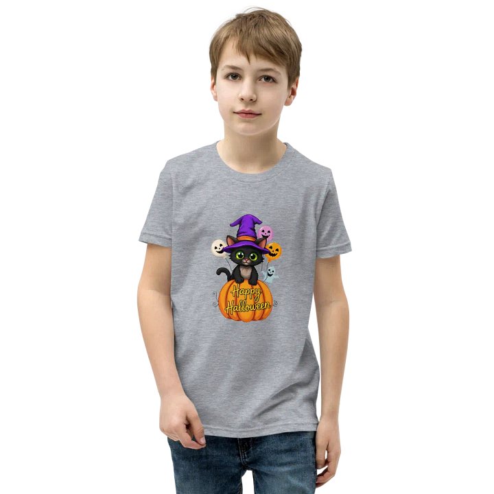 Witchy Sitting Pumpkin Cat Youth T-shirt product image (1)