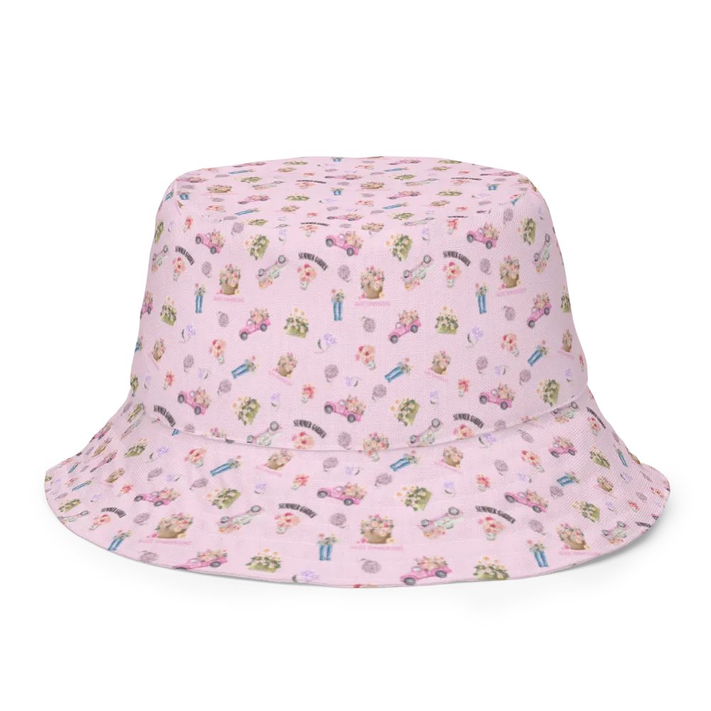 PINK DAISY COTTAGE PATTERN BUCKET HAT REVERSIBLE - Diesen Hut hat niemand ausser Dir ! product image (5)