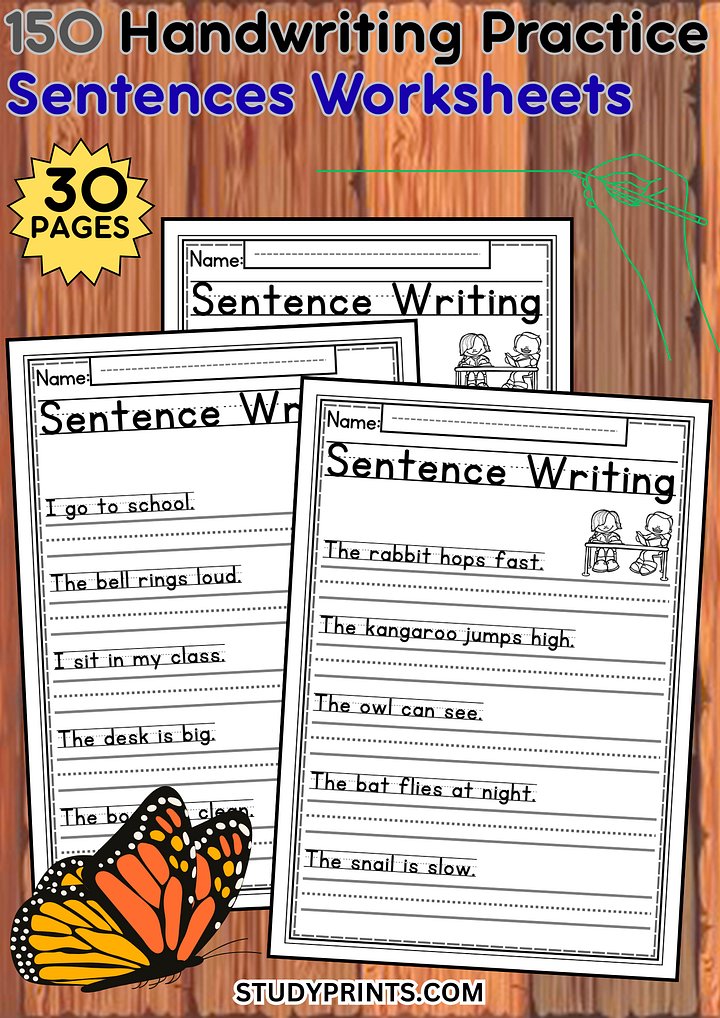 Sentence Writing Worksheets for Kids | Printable PDF product image (1)