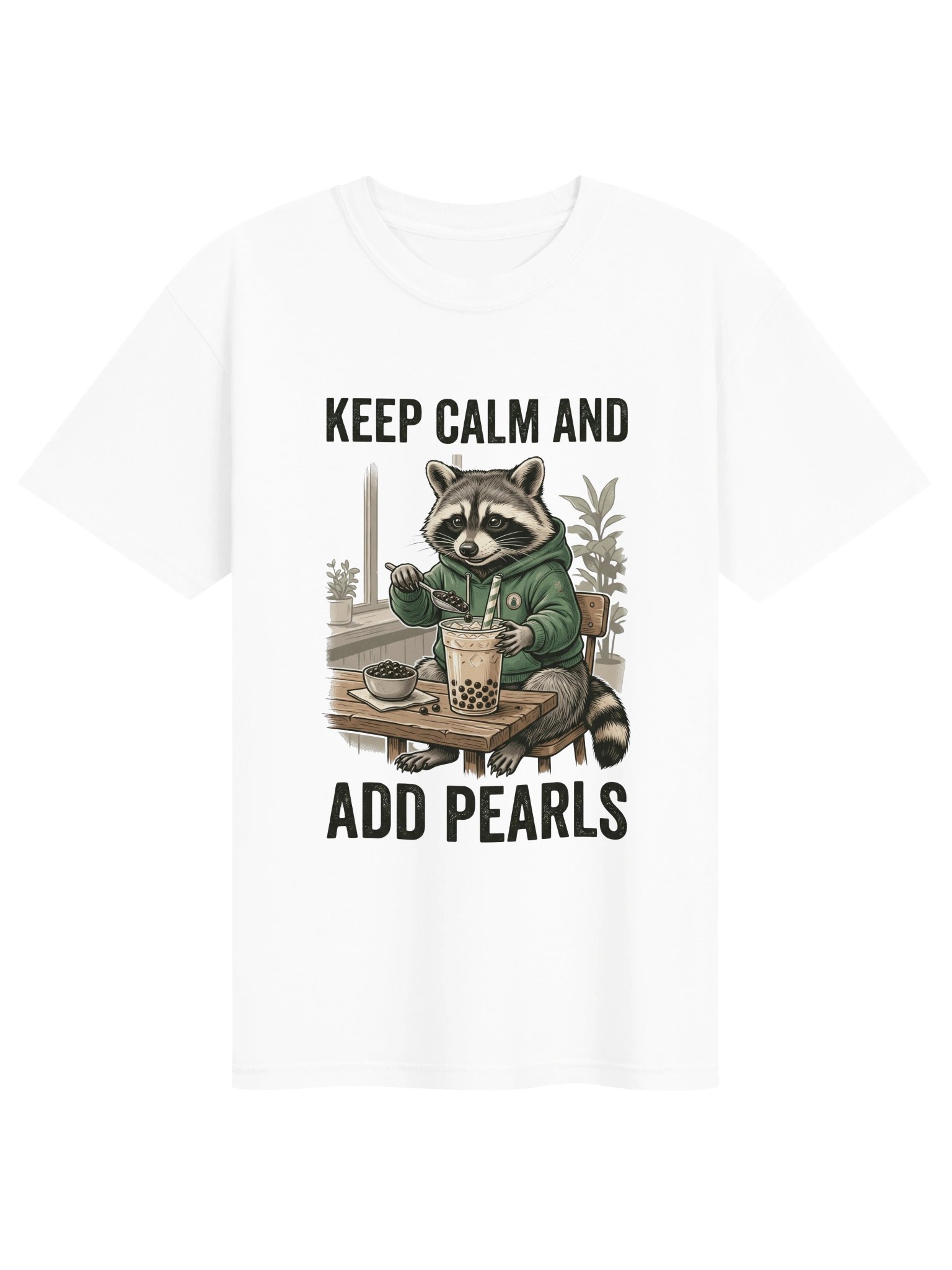Keep Calm and Add Pears Raccoon Bubble Tea Tee product image (6)