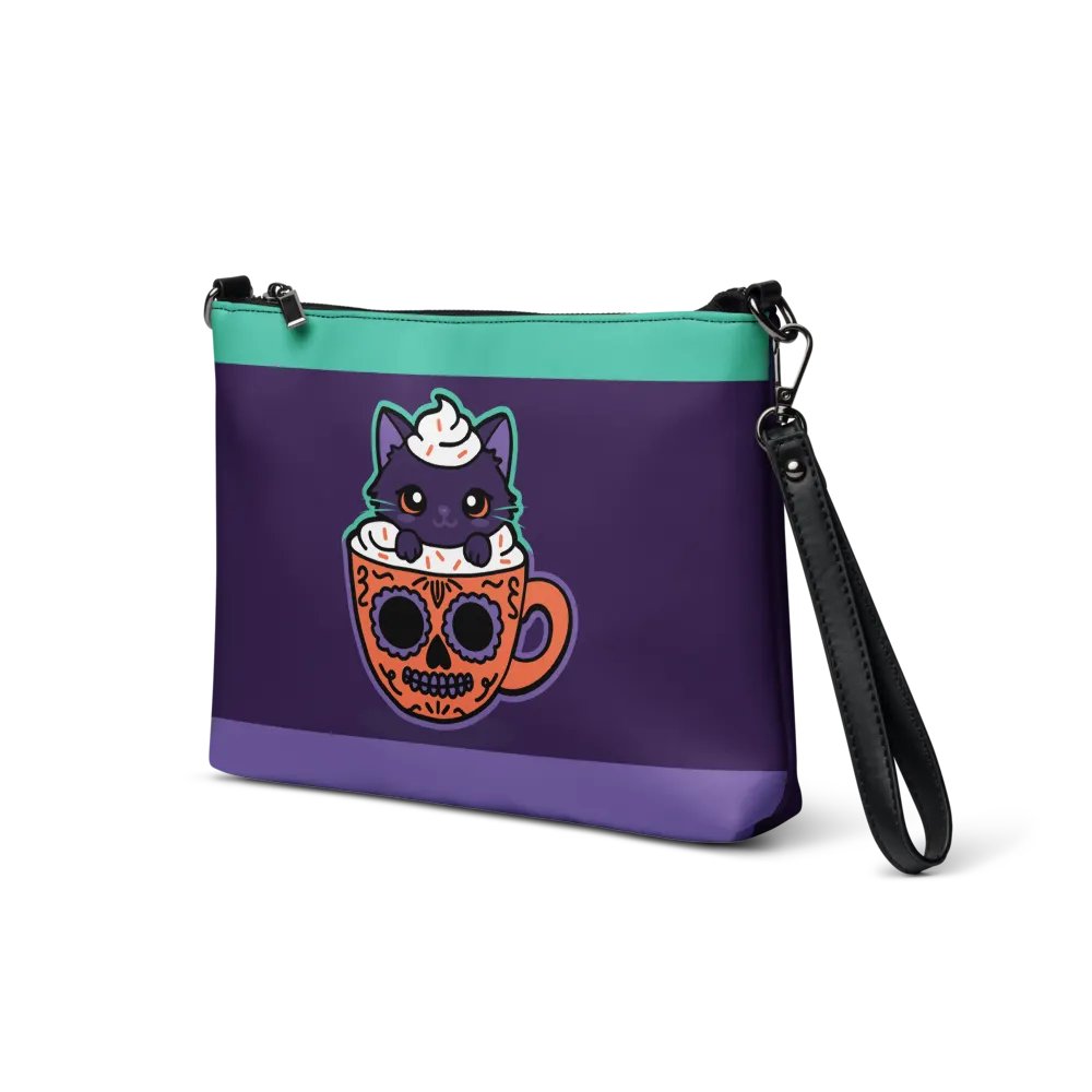 Sugar Skull Kitten Mug Flip-Sided Faux Leather Crossbody Bag product image (4)