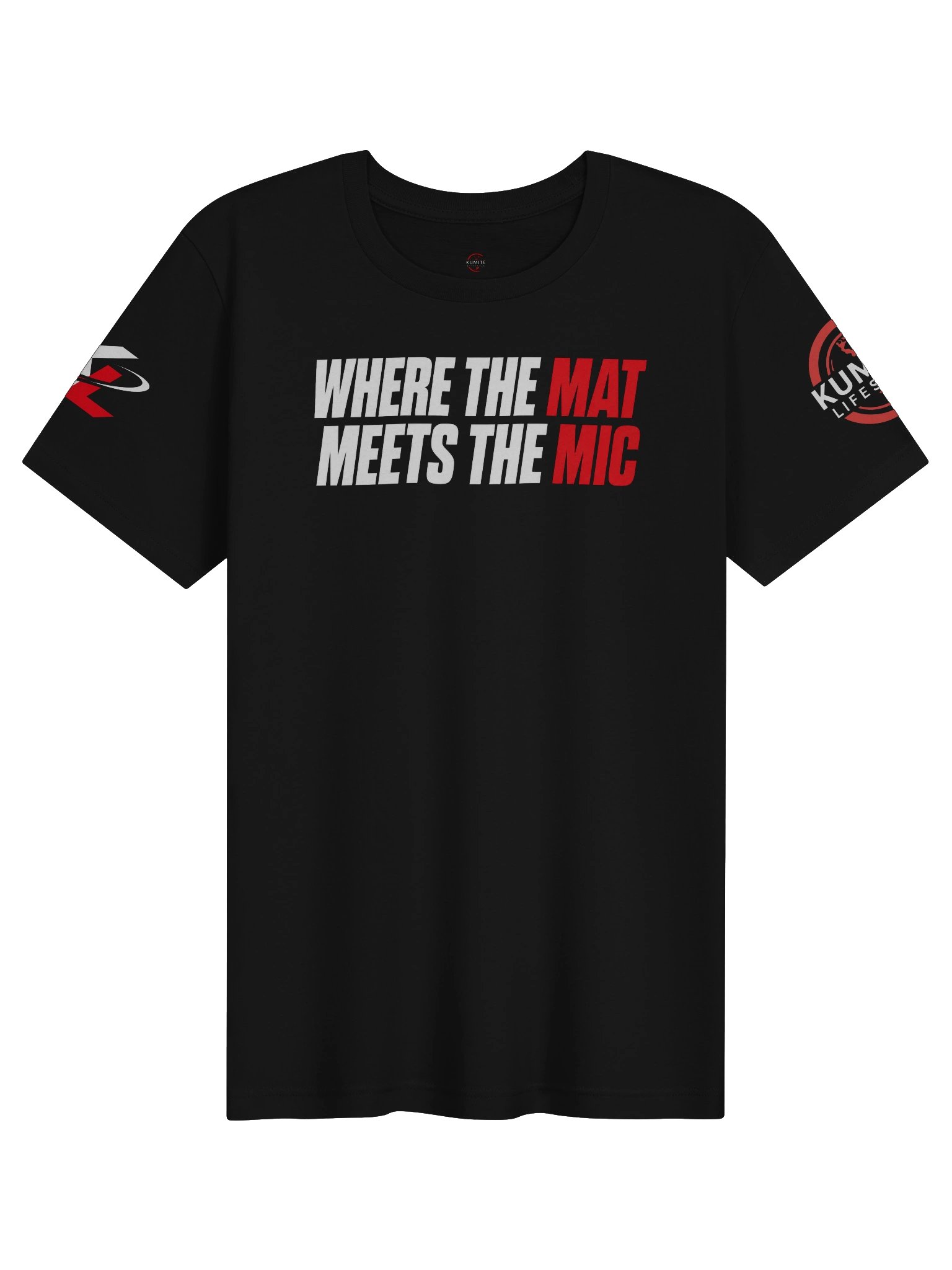Mat Meets Mic Tee — Black (Sleeve) product image (1)